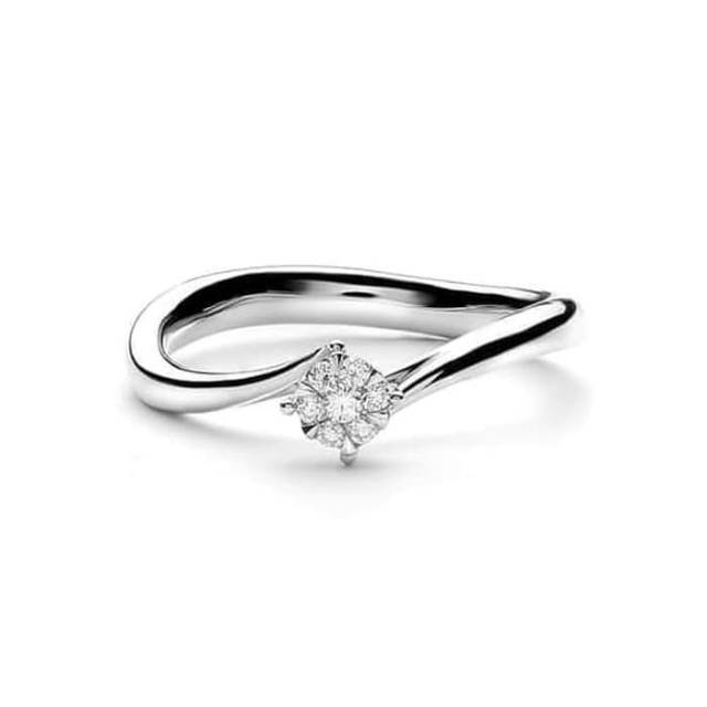 Cincin Wanita Simpel Minimalis Emas Putih Solitaire Cewek Couple Emas Asli 18k/750 original