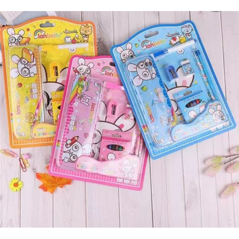 

8015 Paket alat Tulis + kotakpensil / Souvenir Ulang Tahun ATK Set Anak karakter - SET ATK Karakter 10pcs