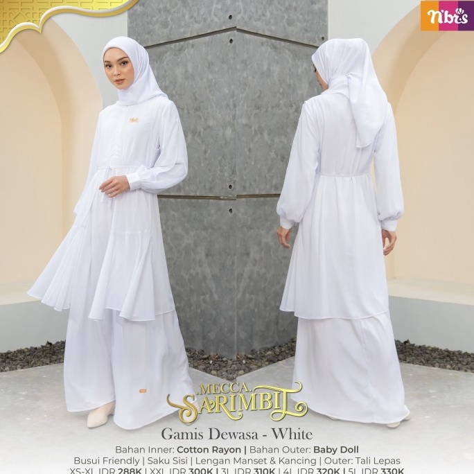 55 STOK READY GAMIS PUTIH NIBRAS MECCA PROMO DISKON 5 BAJU MANASIK UMROH COUPLE KELUARGA PUTIH