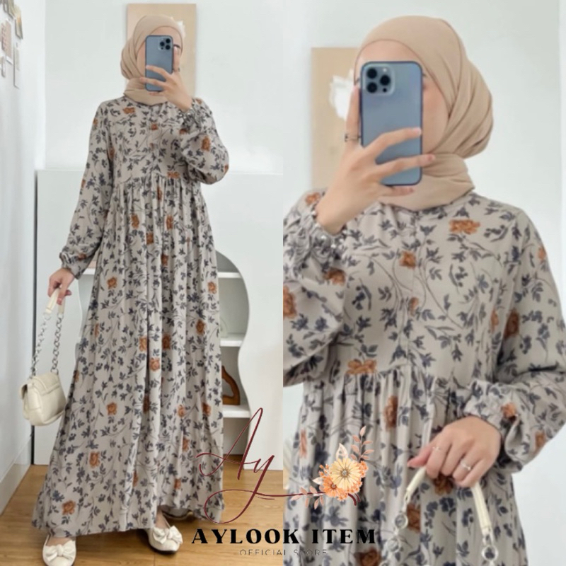 MIDI DRESS WANITA RAYON  / GAMIS RAYON ADEM BUMIL BUSUI FRIENDLY JUMBO-Lyodra Coksu