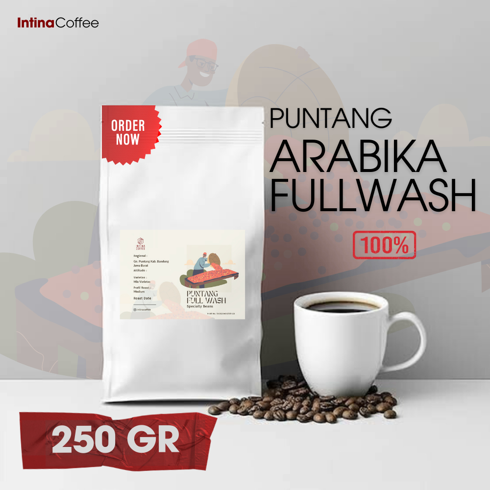 

Kopi Biji/Bubuk Arabika 250 gram 100% Arabica Full Wash Puntang