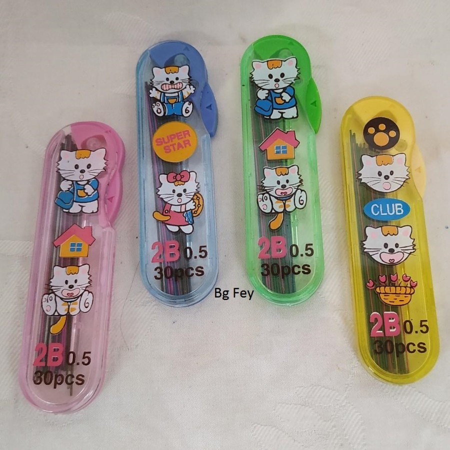 Isi Pensil Mekanik warna warni 2B ukuran 2.0 mm - 4 Set