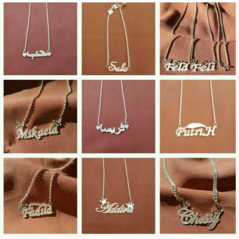 pearak asli 100% merni kalung perak nama & inisial