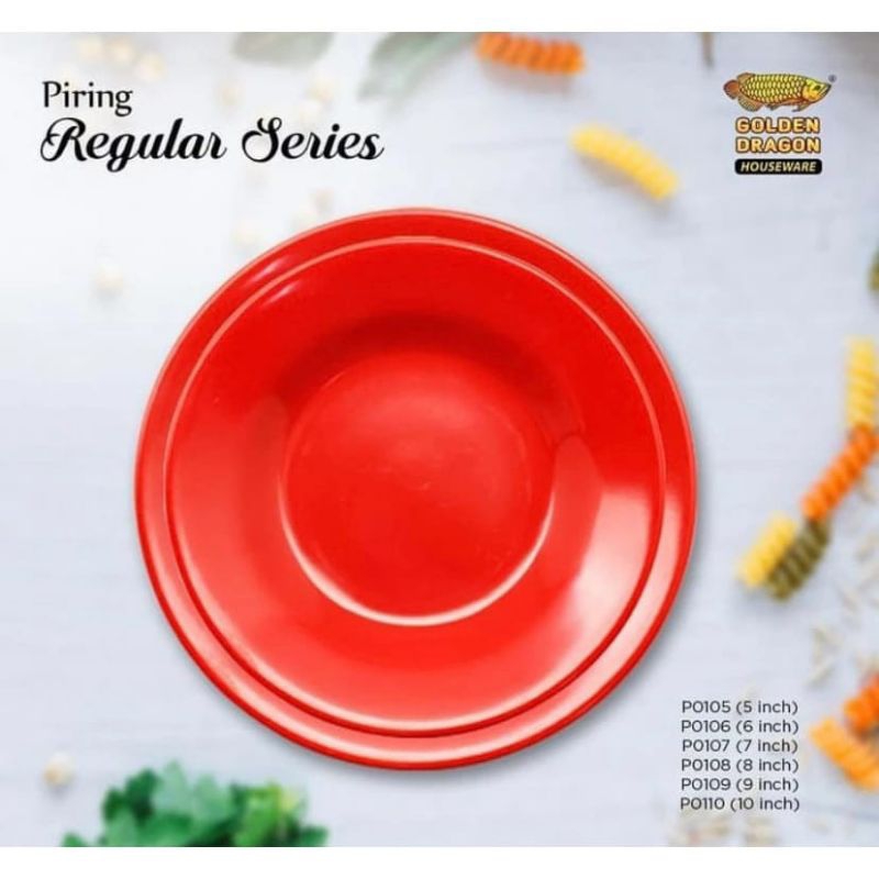 Piring makan melamin warna Golden dragon P0109