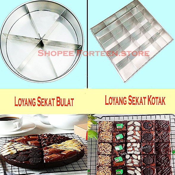 Promo Loyang Brownies Sekat Bulat  Kotak  Persegi Panjang Skat Panggang Kue Bolu Gulung Bolu Kukus 62