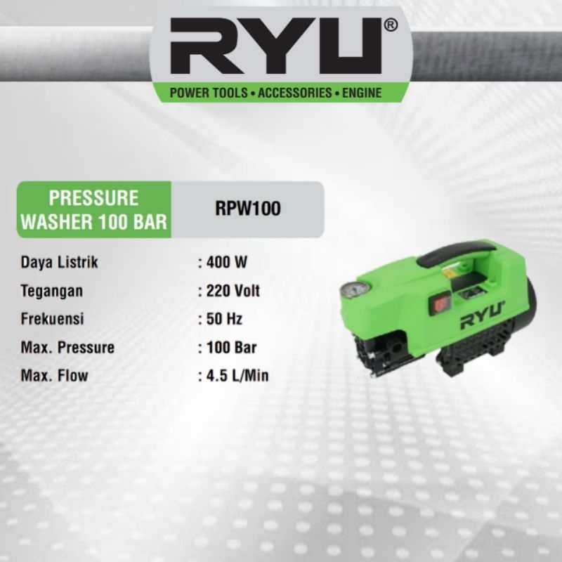 RYU PRESSURE WASHER 100 BAR / RPW 100 / JET CLEANER /