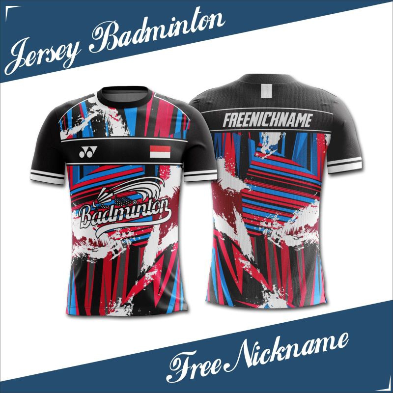 KAOS JERSEY BADMINTON DESAIN BEBAS FULL COSTUME, FULL PRINTING, FREE NICKNAME, LOGO TEAM