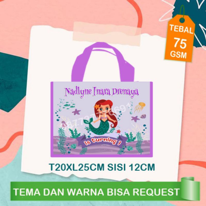 

Tas souvenir ultah mermaid/goodie bag ultah mermaid