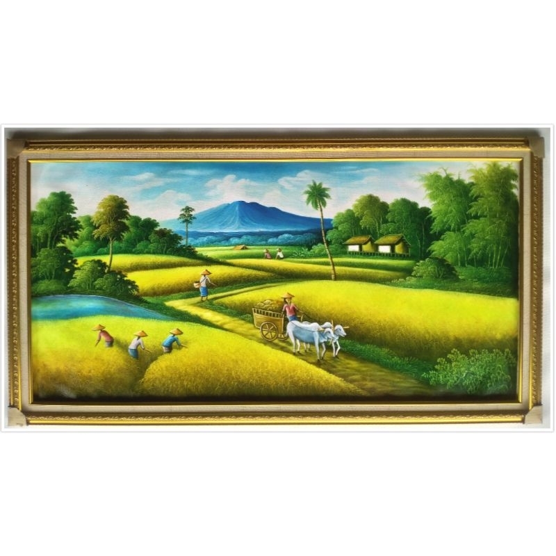 lukisan Pemandangan Komplit Bingkai 60 x 120 cm