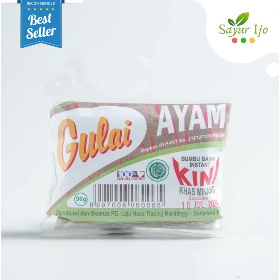 

KINI Bumbu Basah Khas Minang Gulai Ayam 90 Gram / Pack Fresh Rempah Masakan Instant