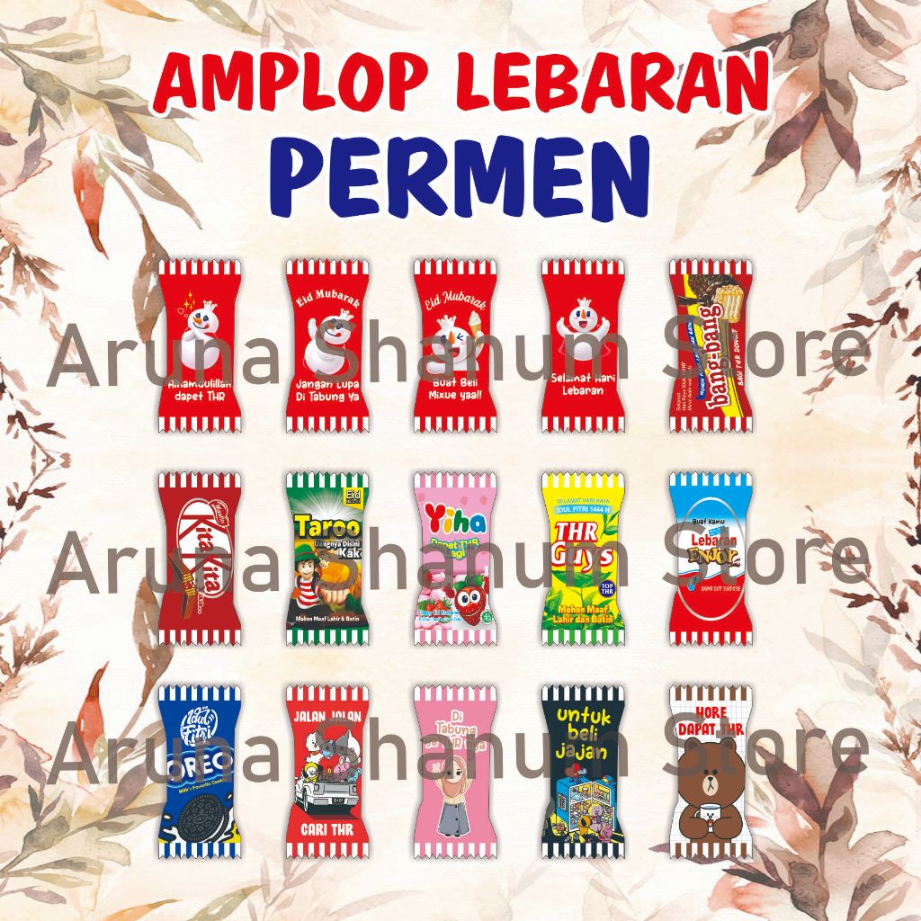 

GROSIR 100 Pcs Amplop Lebaran Motif Permen