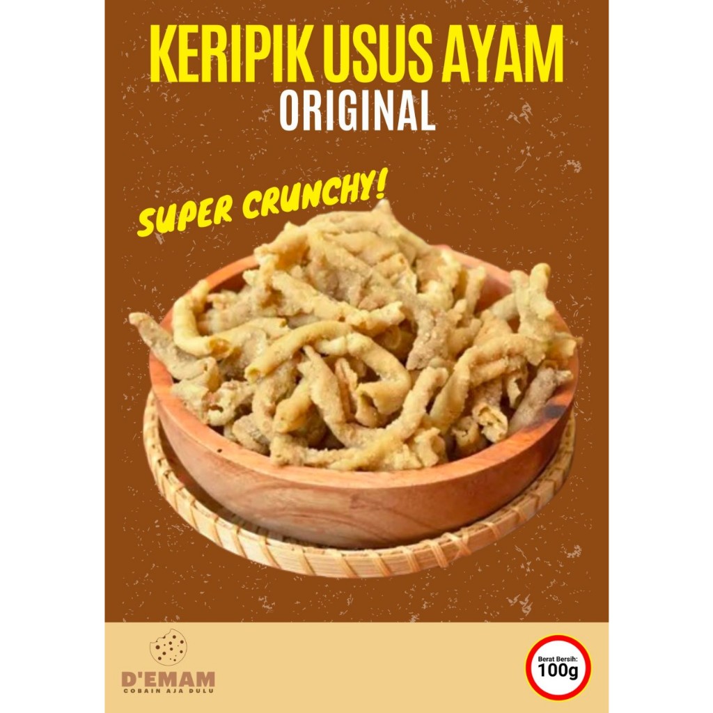 

Cemilan Keripik Usus Ayam Original Gurih Renyah Snack Usus Ayam 100g