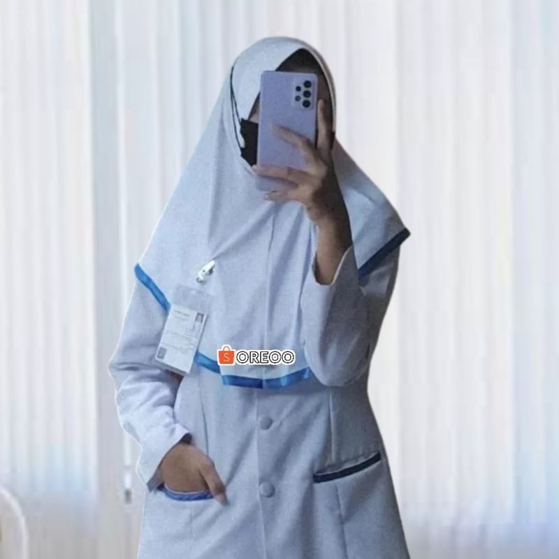 Jilbab Putih Sekolah Perawat Akper Akbid Bahan Jersey Premium