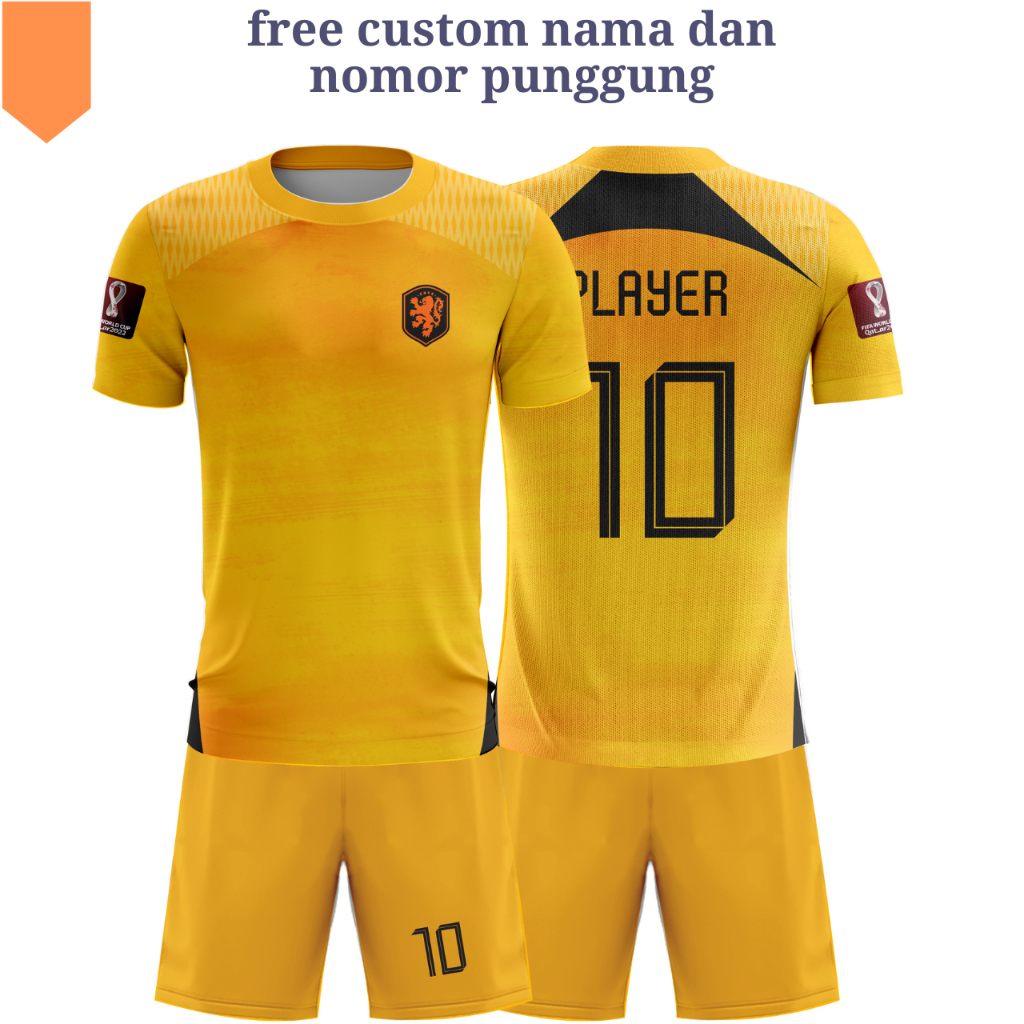 Jersey Timnas Belanda home Free Custom nama dan nomor Punggung/ baju Bola timnas belanda