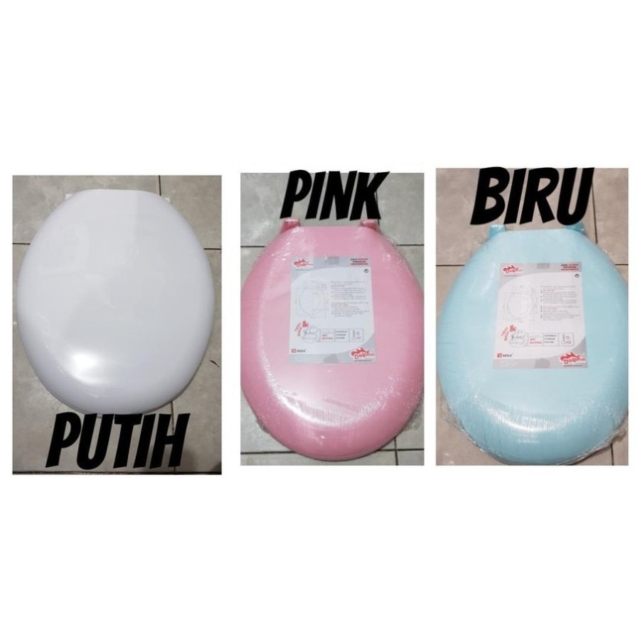Tutup Kloset Duduk Dolphin Warna Putih Biru Cream Pink White Toilet Seat Cover Closet Toto InaDuduka
