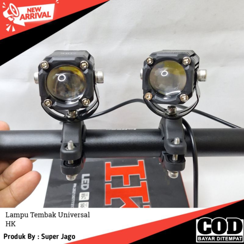 COD HK | Lampu Tembak Sorot D2 Laser HK 20 Watt Pipa Stang Putih Kuning Waterproof