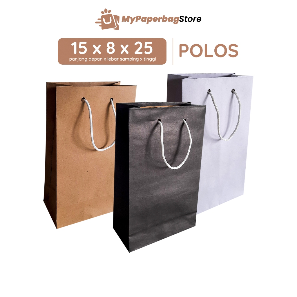 

Paperbag Polos Tas Kertas 15x8x25 (Wafer) Cokelat Putih Hitam / Tas Souvenir Paper Bag / Tas Belanja