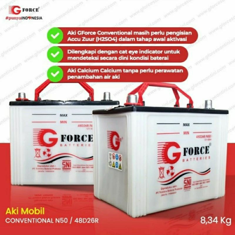 aki GFORCE N50 48D26R aki KIJANG SUPER 12V 50a