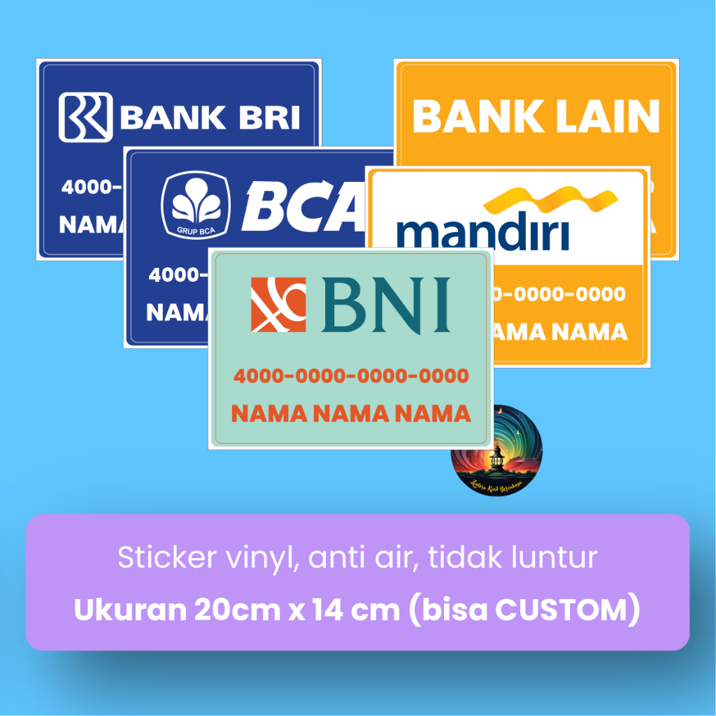 Sticker Stiker Nomor Rekening Bank