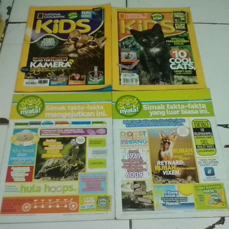 MAJALAH NATIONAL GEOGRAPHIC KIDS binatang yang tertangkap ka.mera/ 10 cool cats/ aneh tapi aneh fakt