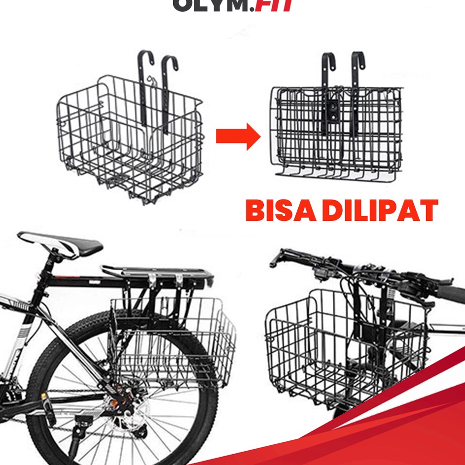 Spesial Diskon Keranjang Sepeda Lipat Foldable Basket Untuk Sepeda Dewasa MTB Seli Lipat Aksesoris Sepeda