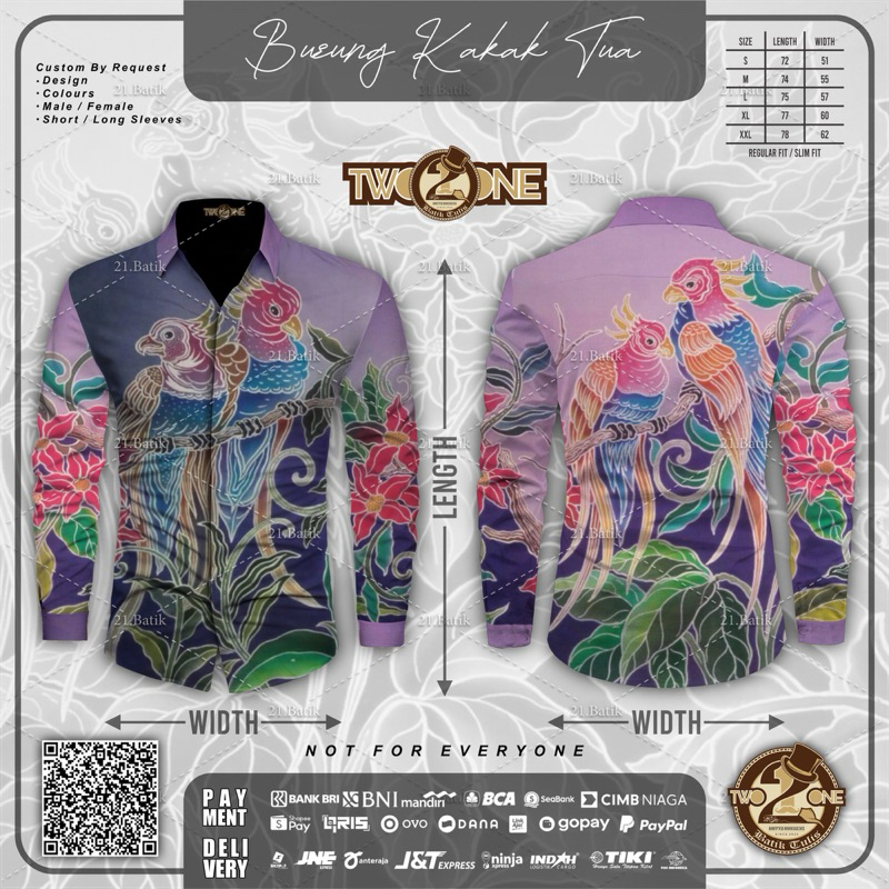 BATIK TULIS INDONESIA MOTIF BURUNG KAKAK TUA PARKIT KAKAK TUA KEKINIAN MASA KINI TERBARU MODERN PREM