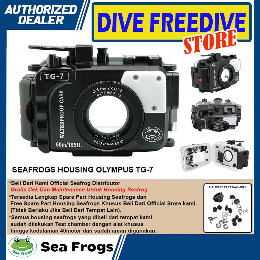 Undewater Housing Camera Tg-7 Seafrogs Tg7 For Olympus Sea Frogs Case Casing Pelindung Kamera Cam Waterproof Bawah Air Photography Scuba Diving Dive Freedive Freediving Snorkeling Snorkling