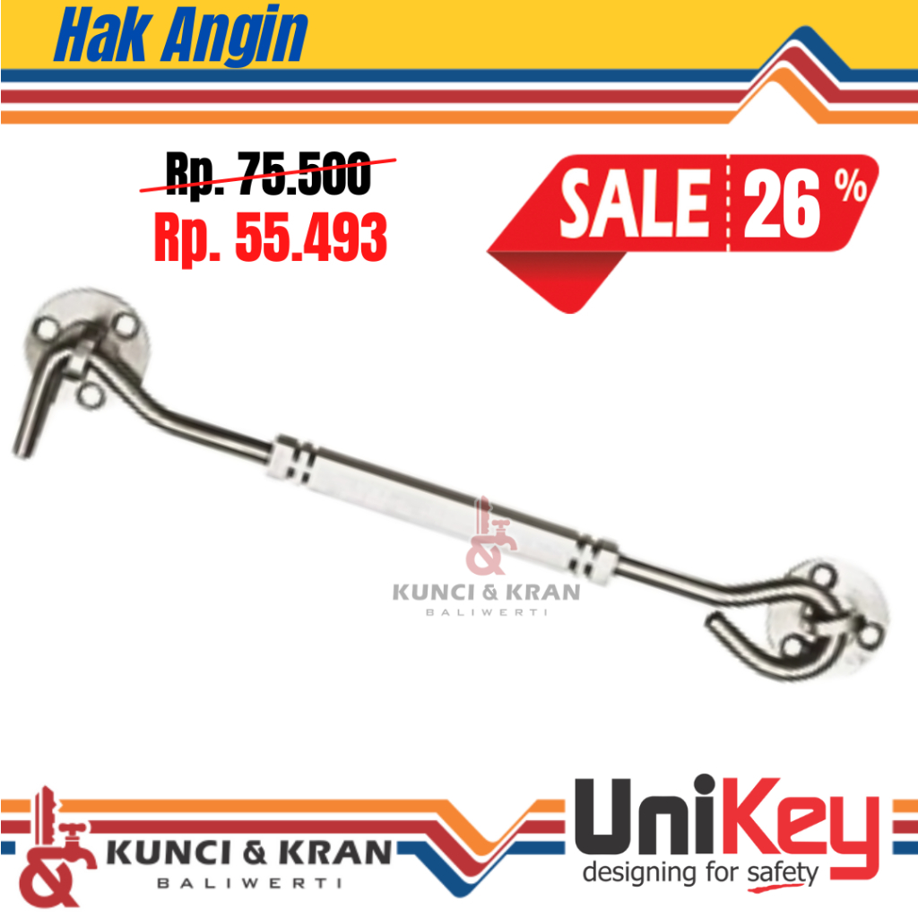 Hak angin unikey 802 10" SQ Stainless steel penahan jendela kait hak angin kotak