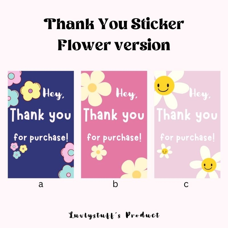 

[21 pcs] FLOWER THANK YOU STICKER GLOSSY || STIKER PAKET LUCU AESTHETIC PINK BIRU UNGU PACKAGING