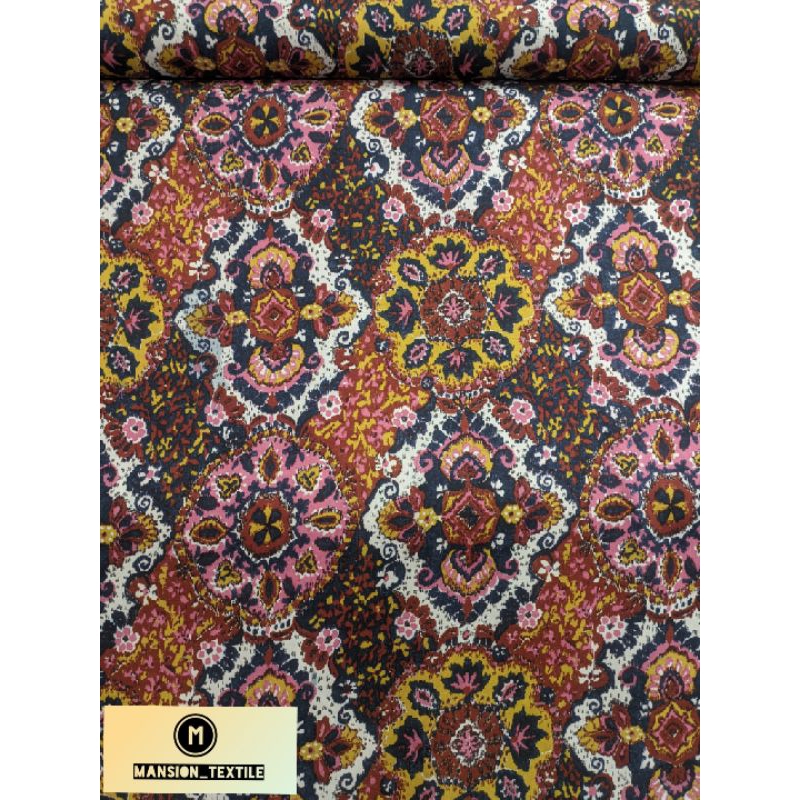 Bahan Kain Katun Rayon Garment Motip Abstrak