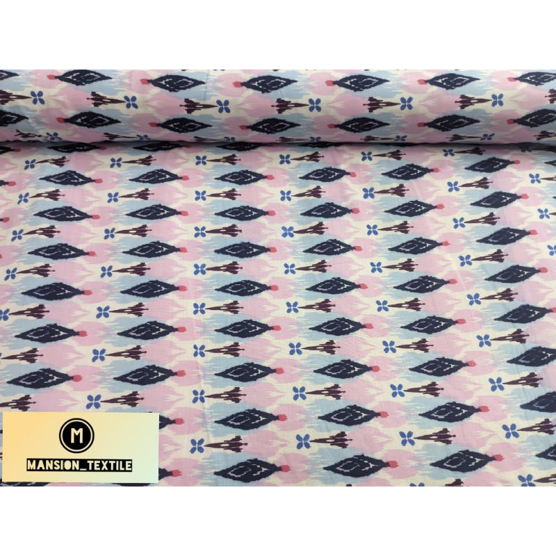Bahan Kain Katun Rayon Garment Motip Abstrak