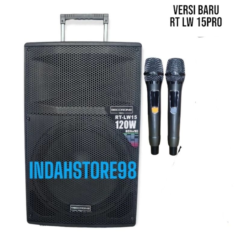 Speaker Portable 15 inch Recording Tech RT LW 15 PRO Bluetooth Karaoke Reverb Mic Wireless Original