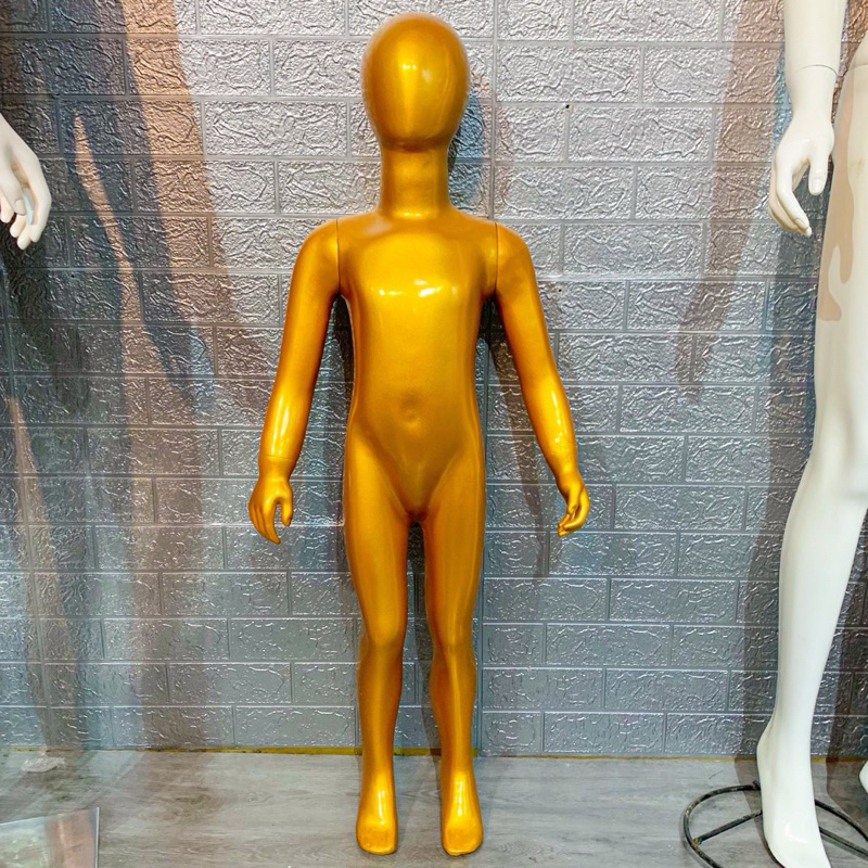 Manekin Ful Body Anak Anak GOLD Bahan Fiber Glosy | Patung Full Body Gold Mengkilap | Manekin Full A