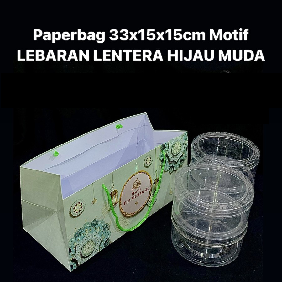 

5 pcs Paperbag Parcel Lebaran 33x15x15 cm Goodie Bag Kemasan 2 Toples Kuker 500gr Packaging Hampers Idul Fitri