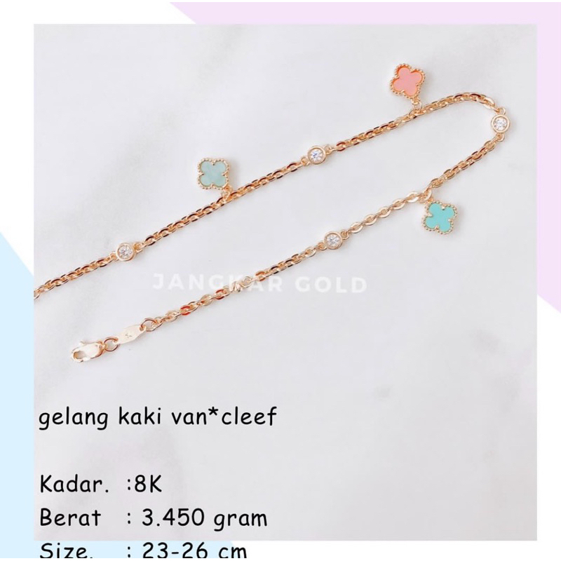 GELANG KAKI VANCLEEF 8K 3.450GR VC VCA CLOVER VAN CLEEF ALHAMBRA