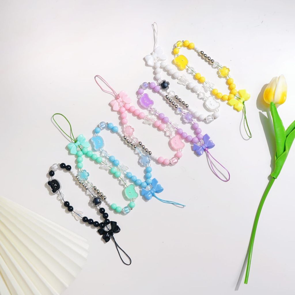 Gantungan Hp manik manik - Tali hp - Gantungan hp - Tali stripe lucu