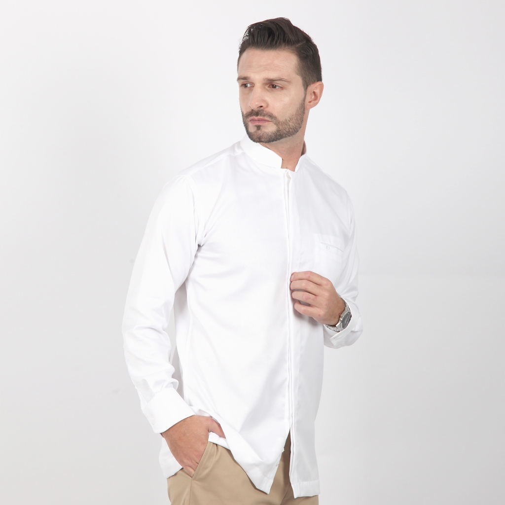 Kemeja Shanghai Guy Laroche Jacquard Keenan White