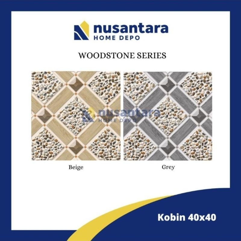 Keramik Lantai Kobin First Grade Rustic/Kasar Ukuran 40x40 Woodstone Series