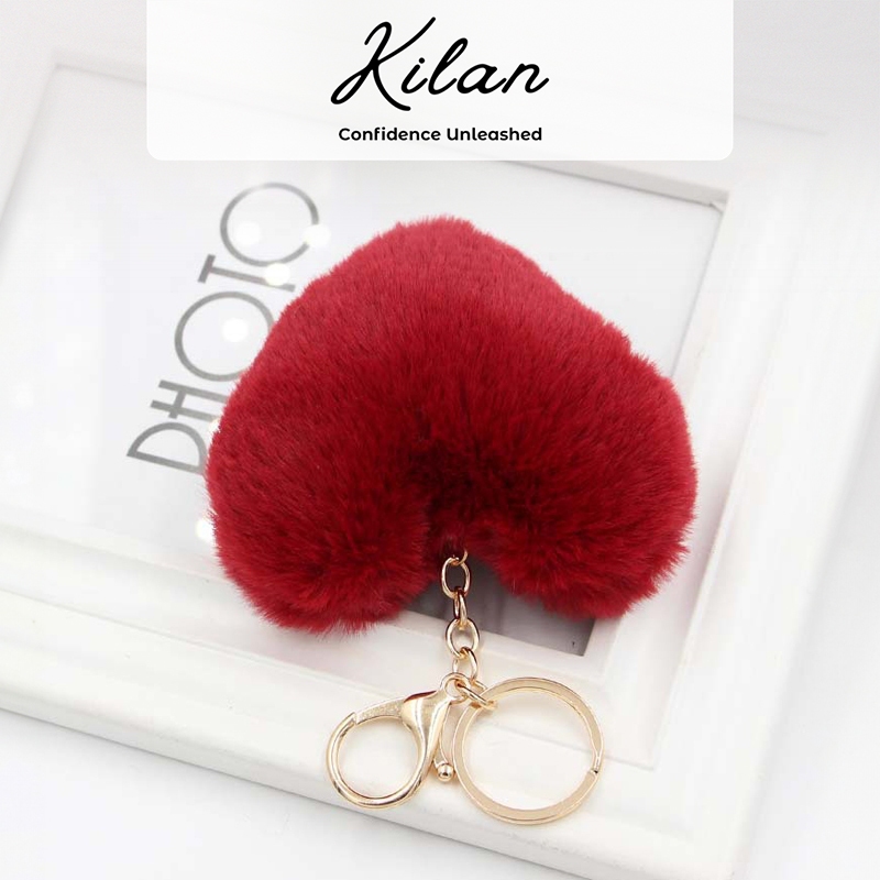 HUMAIRA Pompom Bulu Bentuk Hati Gantungan Tas Lucu - CC002