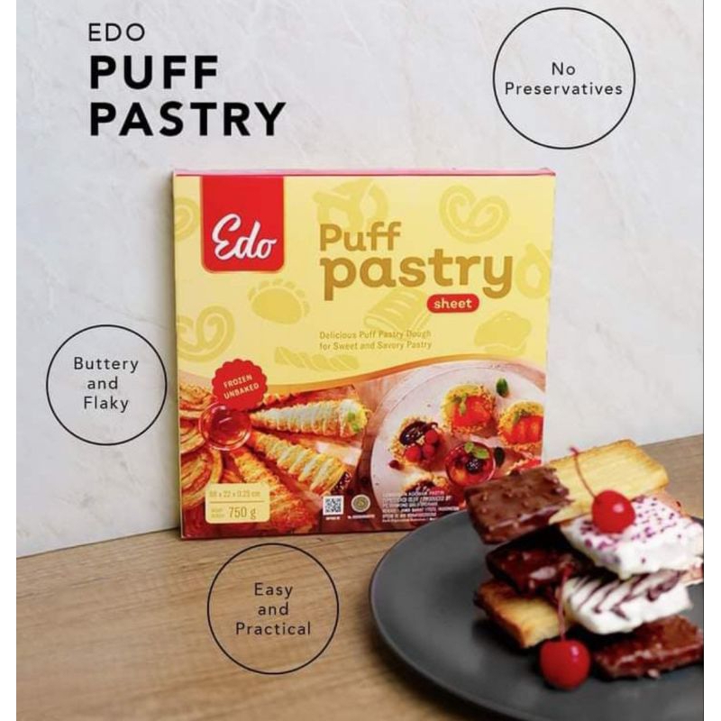 

Edo Puff Pastry Sheet Frozen - Kulit Zuppa Soup - Sup Croissant 750 gram