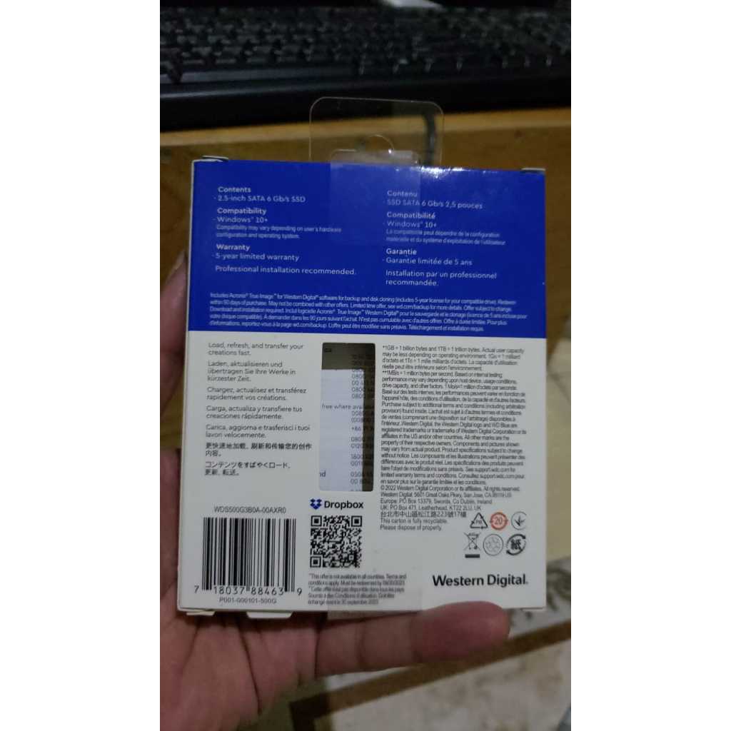 WD Blue SSD SA510 500GB Sata 3 - WDC Blue 3D 500 GB 2.5" Bonus Caddy 12.7mm