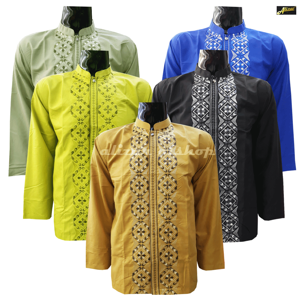 Baju Koko Pria Lengan Panjang, Kemeja Koko Pria Dewasa Lengan Panjang,Koko Bordir Lengan Panjang