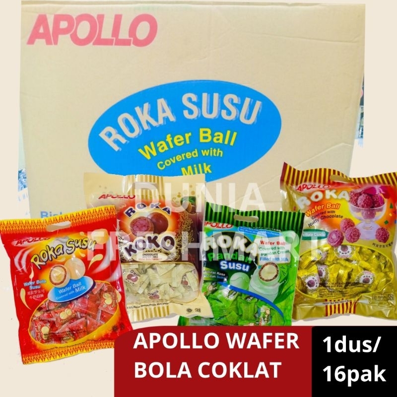 

APOLLO ROKA WAFER BALL BOLA COKLAT 1DUS ISI 16BKS GROSIR SNACK JADUL SNECK ROKA BOLA KACANG COKELAT ROCCA ROKKA APOLO WAFER BALL