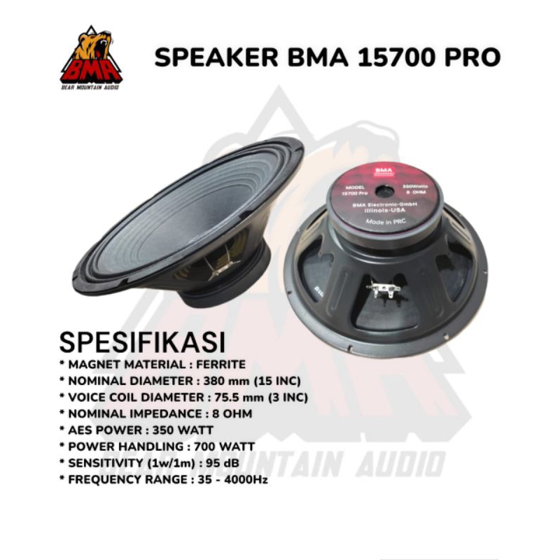 SPEAKER BMA 15700 PRO 15 INCH