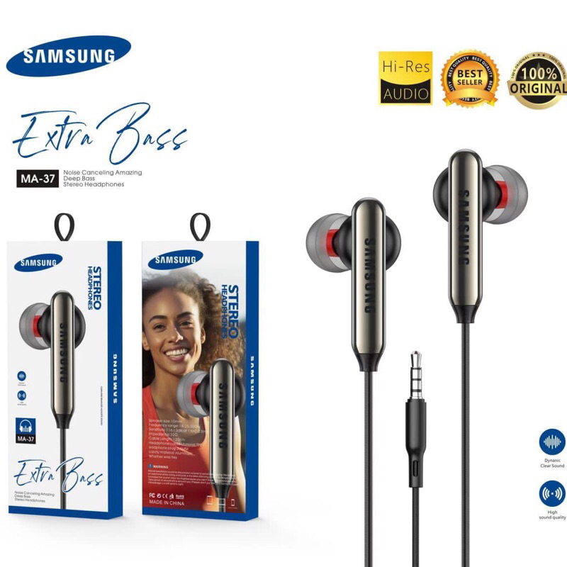 Handsfree Headset Samsung MA37 Sport Earphone Stereo Bass MA-37