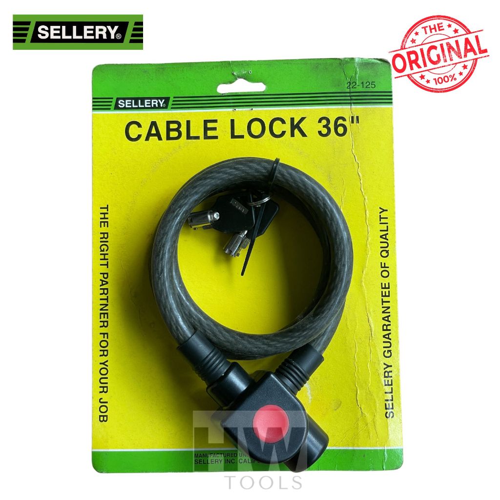 Cable Lock Gembok Ban Motor Kunci Helm Sepeda Kabel 36" 22-125 Sellery