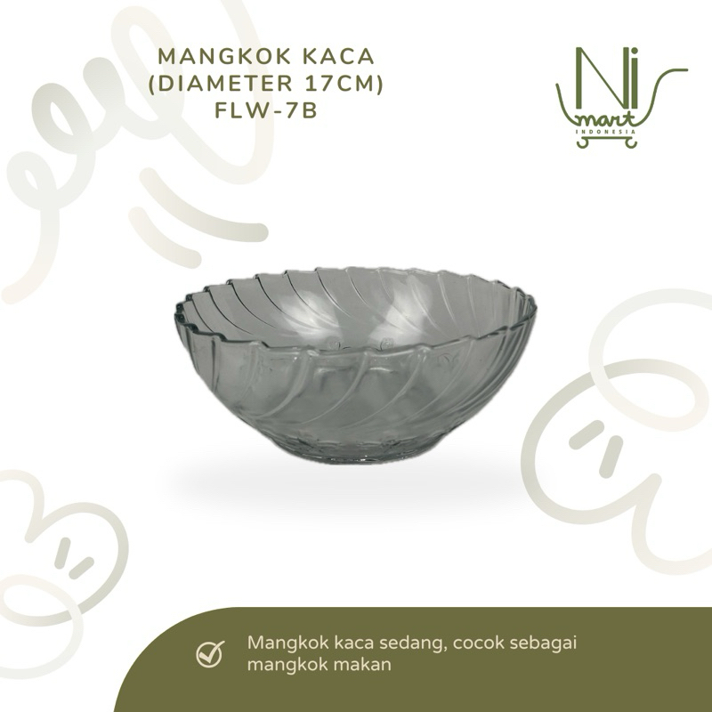 MANGKOK KACA FLW-7B | MANGKUK BESAR WADAH MAKAN SAYUR SOUP KEDAUNG KIG MOTIF BASO SOUP SUP MEWAH FAV
