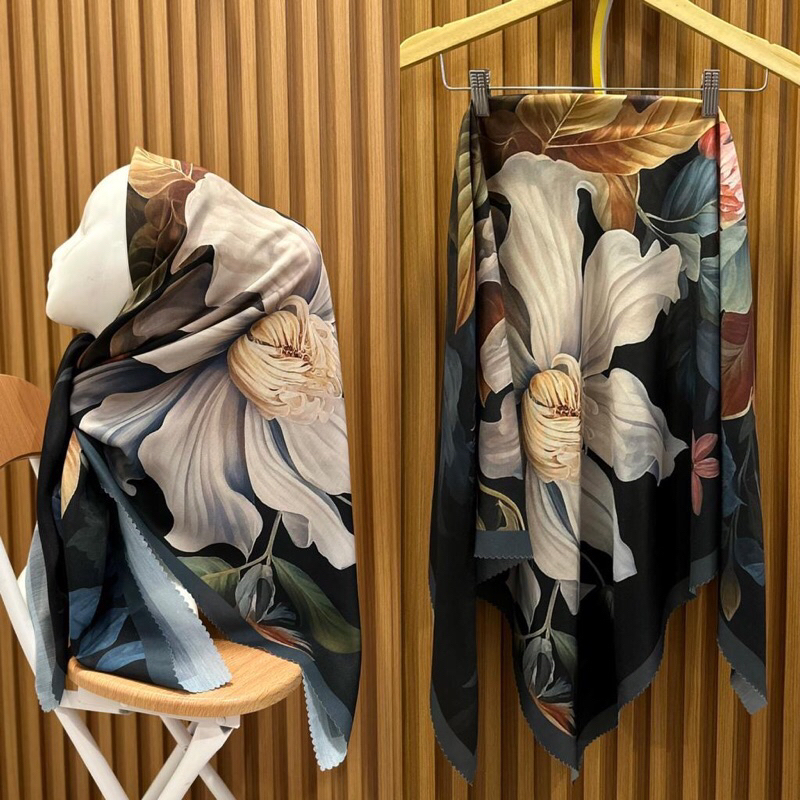 hijab voal motif denay journey My lady  kualitas premium / segi emapat voal sublim motif brand laser