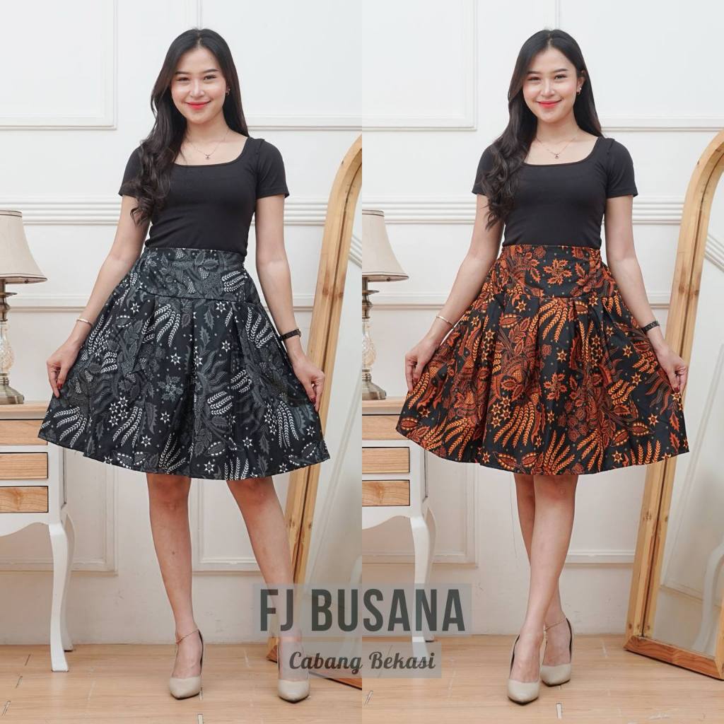 FJBUSANA Rok Batik Pendek / Rok Batik Wanita / Rok Pendek Batik Bahan Katun 2024