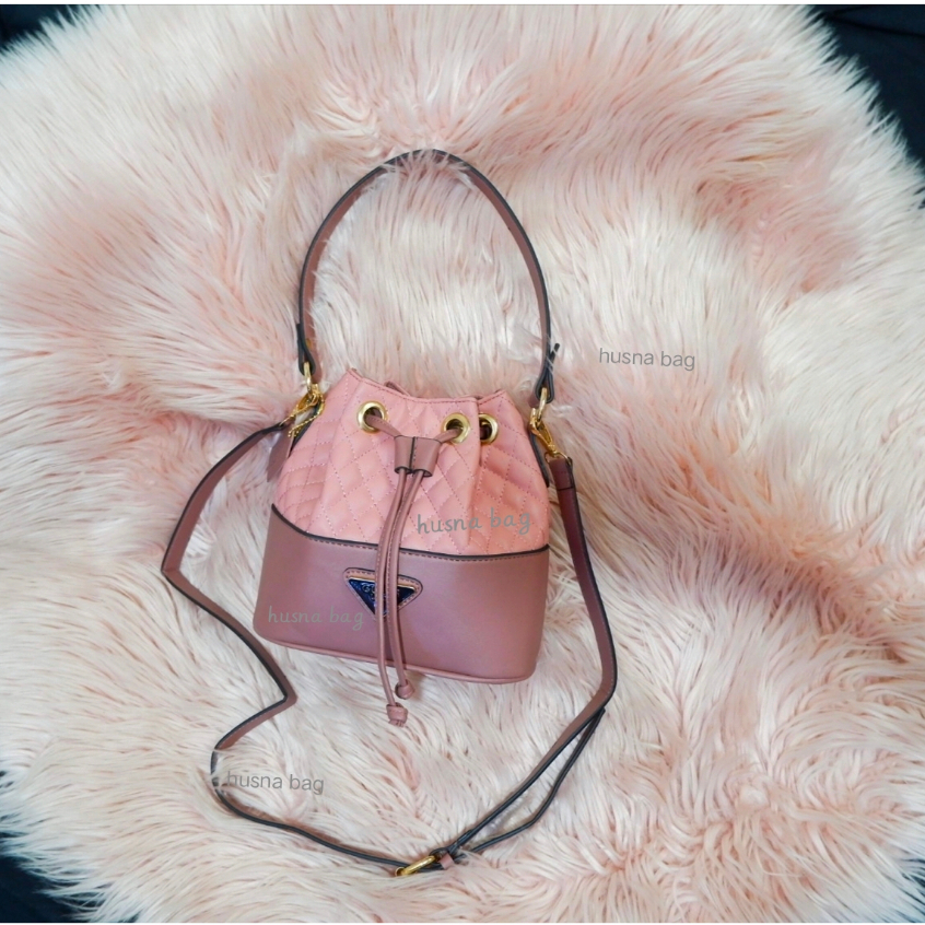 GUUU3355TT Tas Selempang Bahu Wanita BUKET Tali Serut Satu Ruang Bahan Bordier Rapet